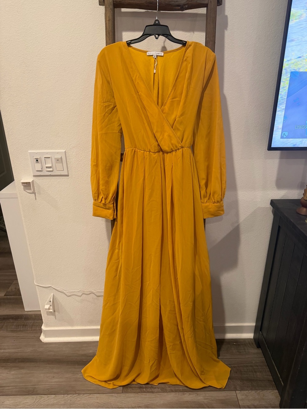 Baltic Born Golden Yellow Wrap-Front Maxi Dress